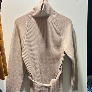 Lulus Beige Knit Turtleneck Dress